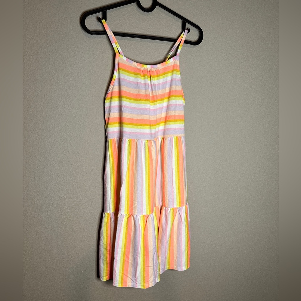 Girls' Printed Tiered Knit Sleeveless Dress - Cat & Jack Orange/Pink XL (14/16)